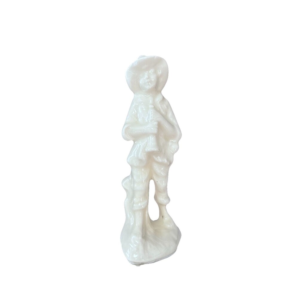Vtg Atlantic Mold Christmas Nativity Scene White Ceramic Boy With Horn Clarinet